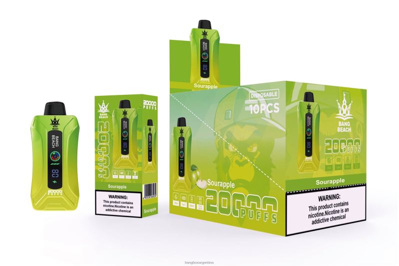 Bang Box Argentina 42VDP1 manzana agria | Bang Beach vape elegante de la pantalla de 20000 soplos