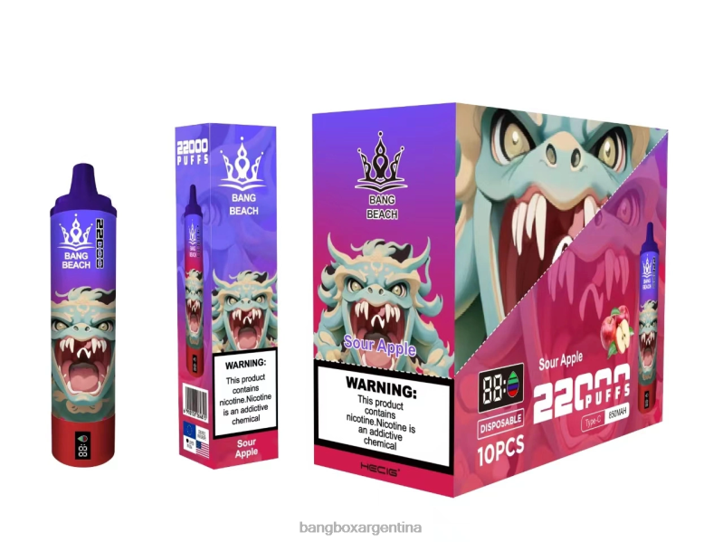 Bang Box Argentina 42VDP13 manzana agria | Bang Beach Pantalla inteligente de 22000 inhalaciones.