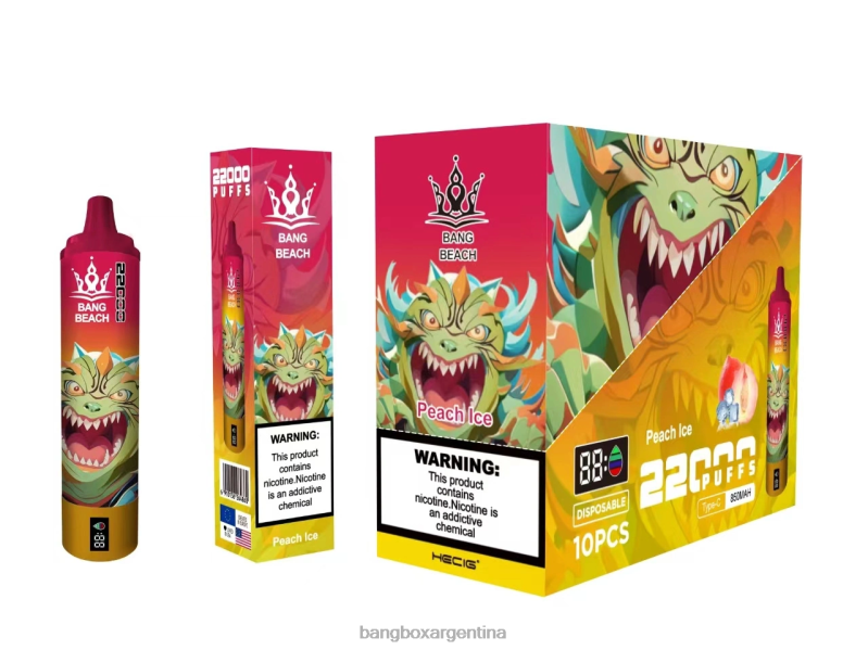 Bang Box Puffs 42VDP16 hielo de durazno | Bang Beach Pantalla inteligente de 22000 inhalaciones.