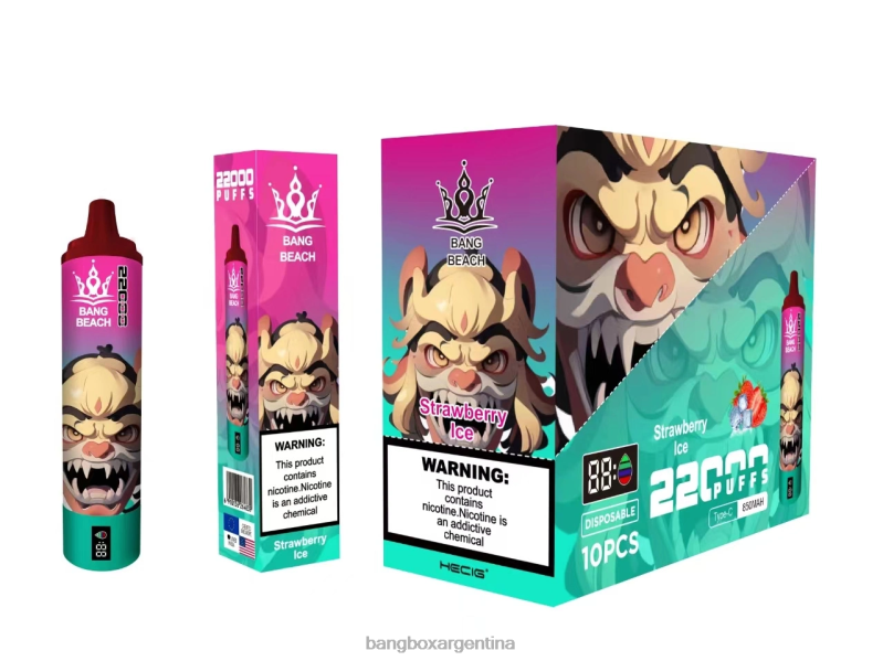 Bang Box Puffs 42VDP20 hielo de fresa | Bang Beach Pantalla inteligente de 22000 inhalaciones.